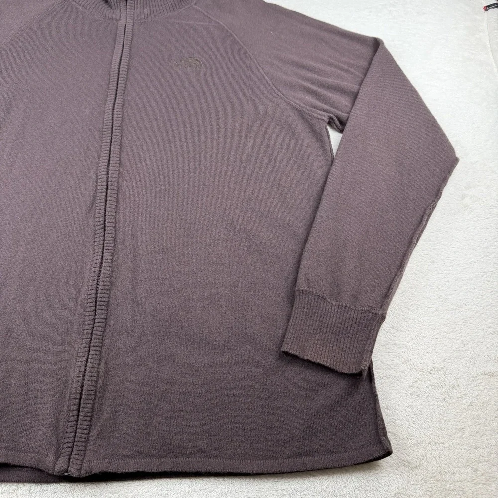 The North Face Men's‎ Sweater Brown Mock Neck Cotton Wool Blend Full Zip Large